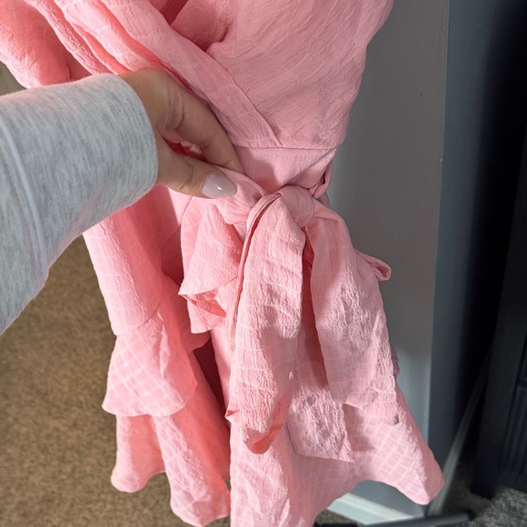Pink Ruffle Wrap Mini Dress - Picture 3 of 6